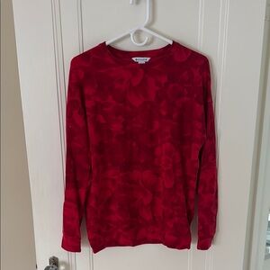 Athleta Red Crew Neck Sweater with Textured Design